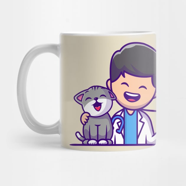 Veterinarian With Cat And Stethoscope by Catalyst Labs